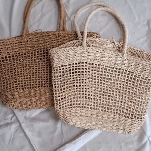 [BUNJANG] Rattan Tote Bag Set (Beige/Brown) - 2 Pieces / 라탄 가방 2개 세트 베이지/브라운. 새상품. 일괄 6000원입니다.