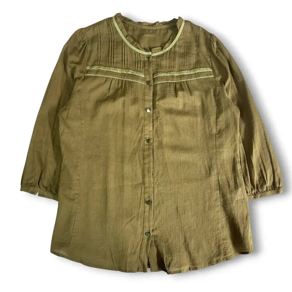 [BUNJANG] Kiss Pintuck Lace Cotton Blouse (M) / 키스 핀턱 레이스 코튼 블라우스 M