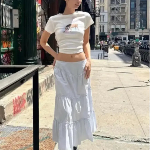 [BUNJANG] Glony Rodeo Skirt Sky Blue M Long Skirt / 글로니 로데오 스커트 스카이블루 M 롱스커트