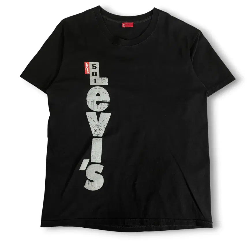 [BUNJANG] Levi's 501 Vertical Print Short Sleeve T-Shirt (L) / 리바이스 501 세로 프린팅 반팔티 L