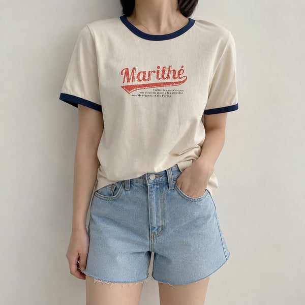 [BUNJANG] Marithe Francois Girbaud Ringer T-Shirt (Women's Medium) / [M]마리떼프랑소와저버 링거 반팔티