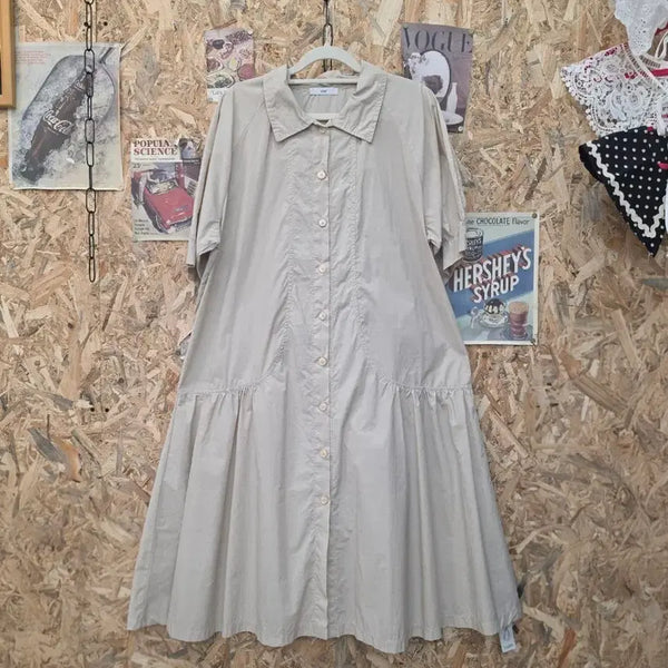 [BUNJANG] Le Shop Beige Shirt Dress / 르샵 베이지색 셔츠 바스락 원피스