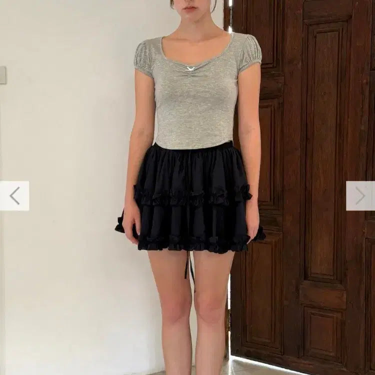 [BUNJANG] Sinoon Double Frill Skirt Navy / ( 정가18만)sinoon 시눈 프릴 스커트 캉캉 스커트