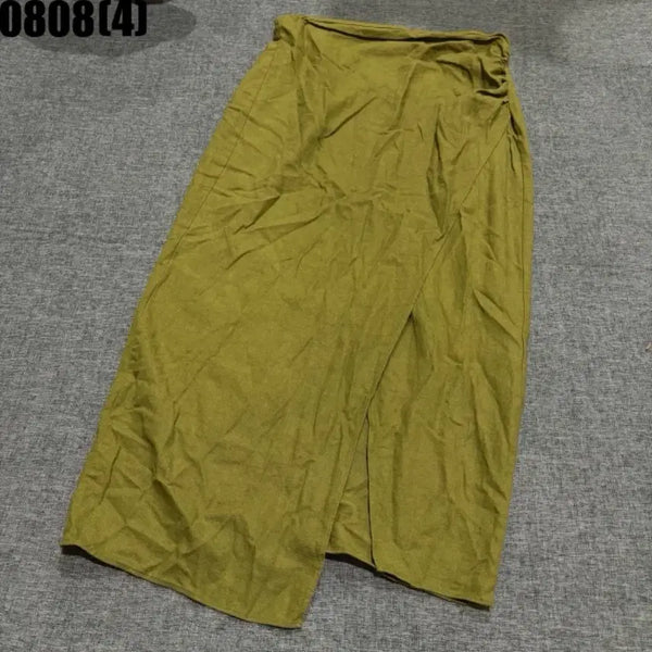[BUNJANG] Khaki Midi Wrap Skirt with Side Slit / 카키색 랩 스커트