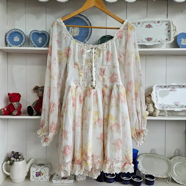 [BUNJANG] Liz Lisa Flower Chiffon Corset Dress / LIZ LISA 플라워 쉬폰 코르셋 원피스
