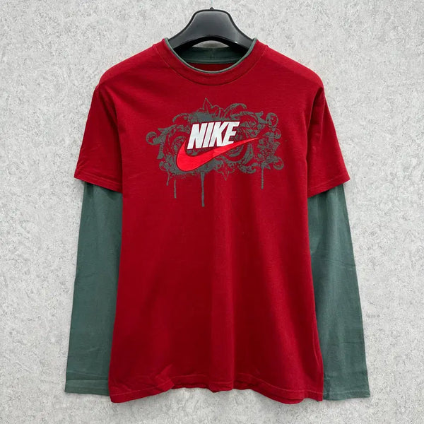 [BUNJANG] Nike 95 Old School Layered Long Sleeve T-Shirt / 95 나이키 올드스쿨 남자 레이어드 롱슬리브 긴팔 티셔츠