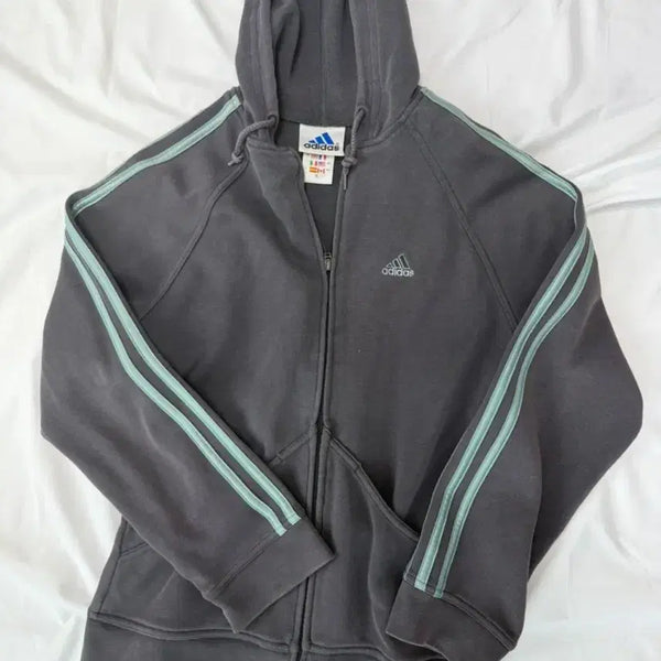 [BUNJANG] Adidas 3-Stripes Hoodie Zip-up Grey Mint / 아디다스 삼선 후드 집업 그레이 민트 교신가능 에이블리