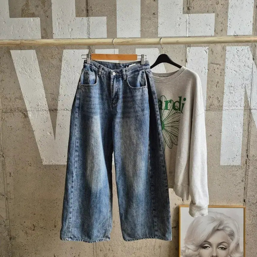 [BUNJANG] S-BIN Petite Wide Leg Denim Pants / S-BIN.작은 와이드팬츠 (PT0)