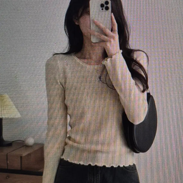 [BUNJANG] Long Sleeve Knit T-shirt 5 Colors / (해외배송)긴팔 니트티 5컬러