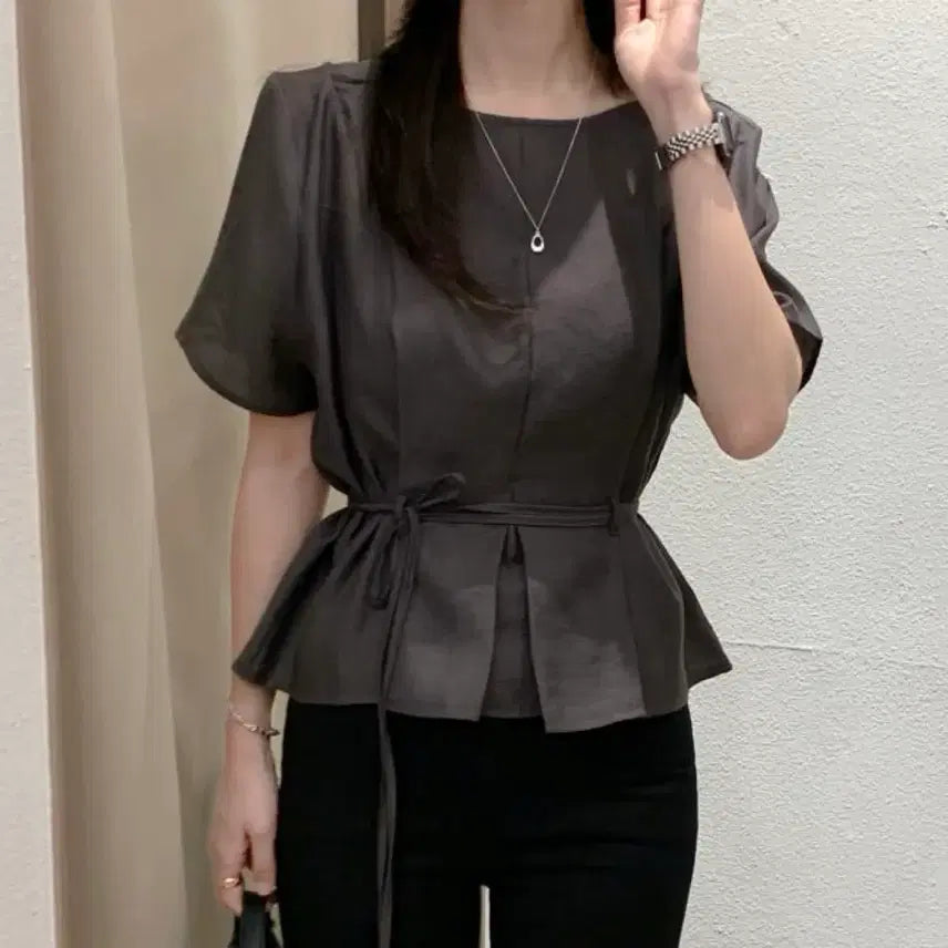 [BUNJANG] Onvision Summer Lian Boatneck Strap Blouse / 온비전 썸머 리앤 보트넥 스트랩 블라우스