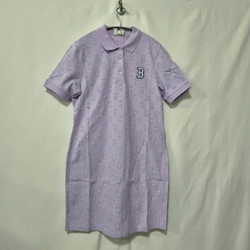 [BUNJANG] MLB Monogram Collar Dress Lavender Size M / MLB 모노그램 카라 원피스 라벤더 m사이즈