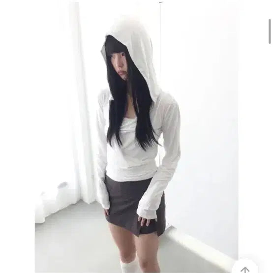 [BUNJANG] Drape Wrapped Hood Sleeve Top / 셔링 후드 탑 Drape wrapped hood sleeve