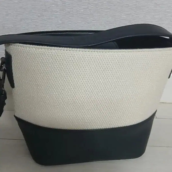 [BUNJANG] Canvas Leather Mix Bucket Bag / 캔버스 버킷백(새상품)