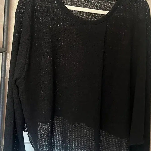 [BUNJANG] Black See-Through Long-Sleeve Knit / 블랙 시스루 니트