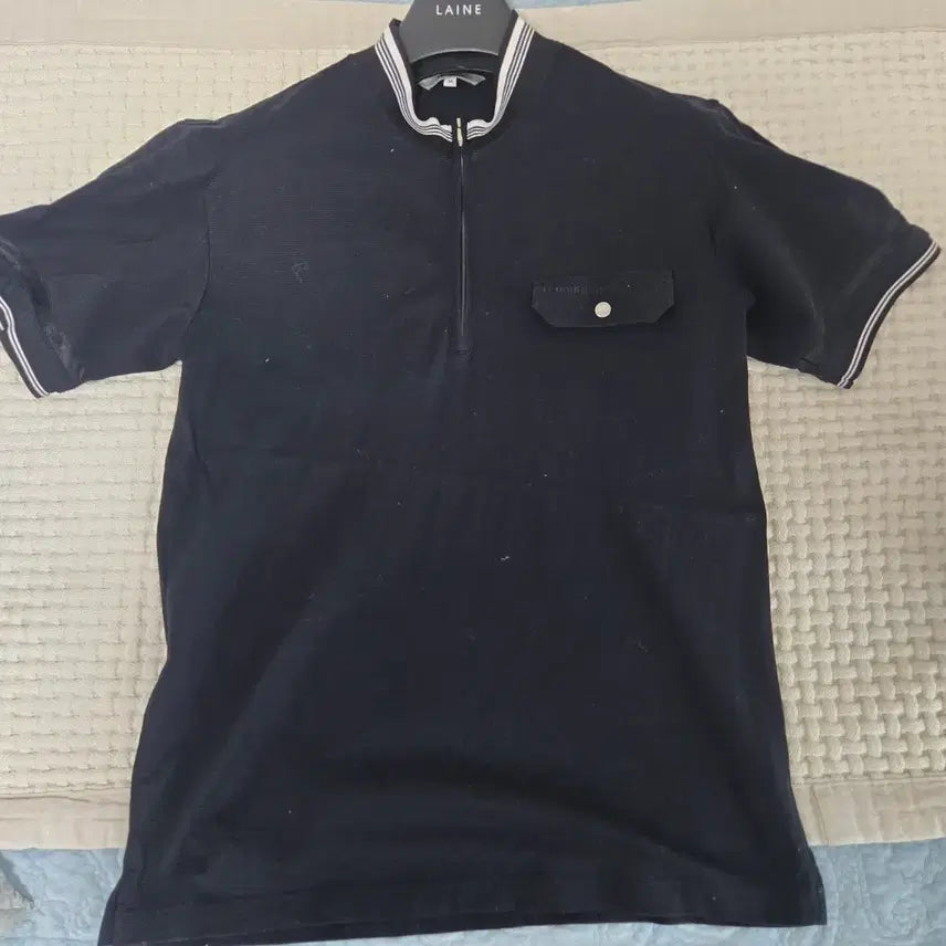 [BUNJANG] Renoma Navy Knit Zip-up Collar Short-Sleeve Shirt (Size 95) / 레노마 니트 네이비 집업 카라 반팔 남방95