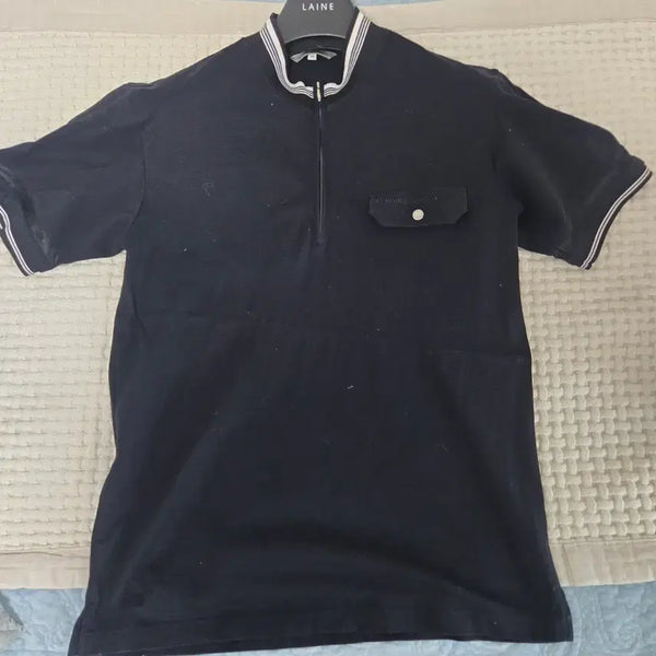 [BUNJANG] Renoma Navy Knit Zip-up Collar Short-Sleeve Shirt (Size 95) / 레노마 니트 네이비 집업 카라 반팔 남방95