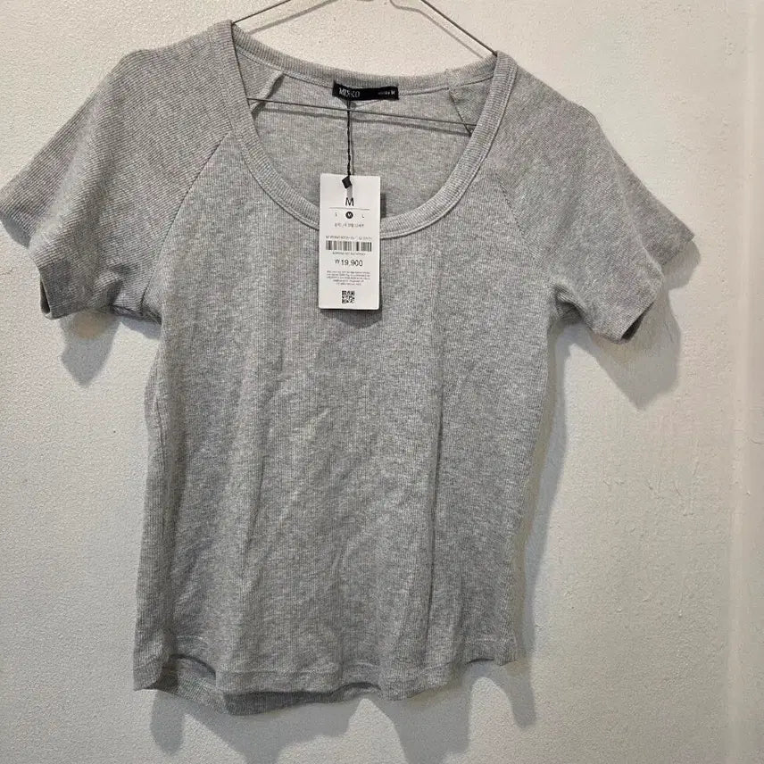 [BUNJANG] MISO Ribbed Short Sleeve T-Shirt Gray M / 미쏘 리브드 반팔티 그레이 M  가64
