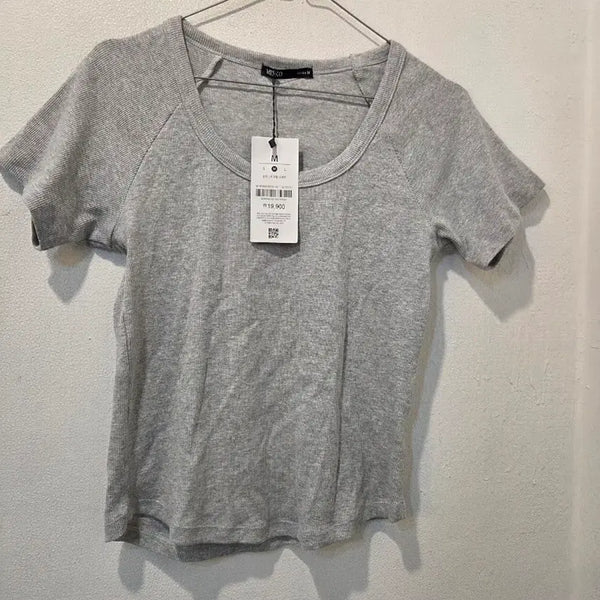 [BUNJANG] MISO Ribbed Short Sleeve T-Shirt Gray M / 미쏘 리브드 반팔티 그레이 M  가64