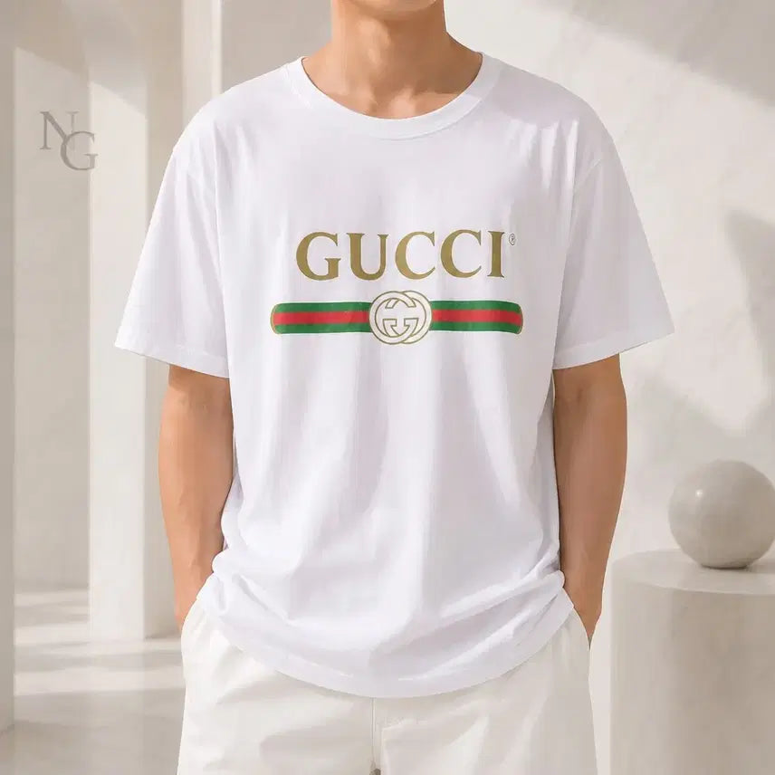[BUNJANG] Gucci GG Jacquard T-Shirt White M / [정품/당일출고] 구찌 띠로고 반팔 티셔츠 화이트 M / 95~100