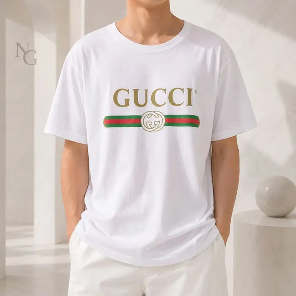 [BUNJANG] Gucci GG Jacquard T-Shirt White M / [정품/당일출고] 구찌 띠로고 반팔 티셔츠 화이트 M / 95~100