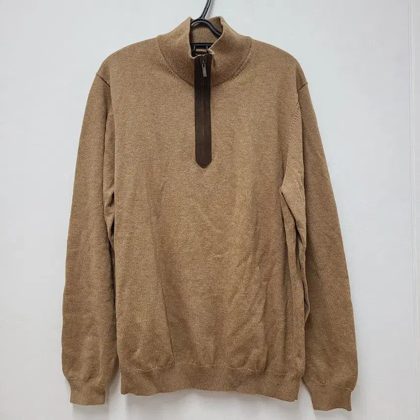 [BUNJANG] Massimo Dutti Brown Cotton Half-Zip Knit Sweater / 마시모두띠 니트 105-108