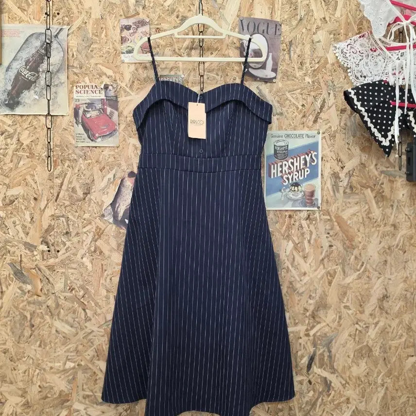 [BUNJANG] Ririco Navy Stripe Strap Dress / 미착용 ) 리리앤코 네이비 스트라이프 끈 원피스