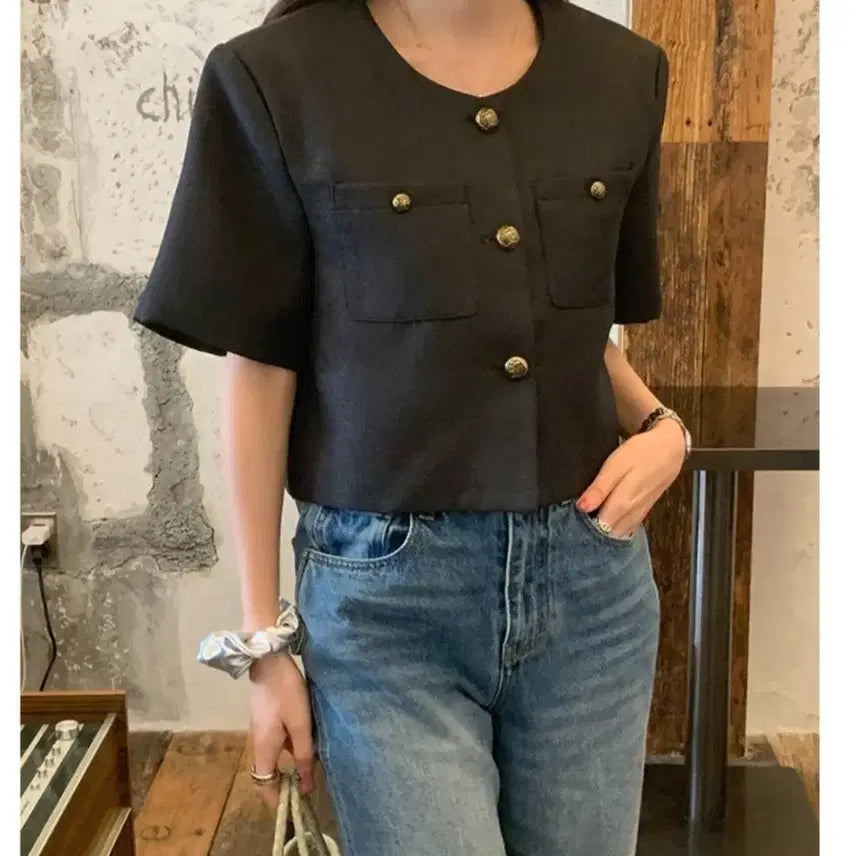 [BUNJANG] Tweed Short Sleeve Jacket / 트위드 반팔 자켓