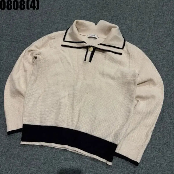 [BUNJANG] Clove Knit Ivory Black Color Block / 클로브 니트 아이보리 블랙 배색
