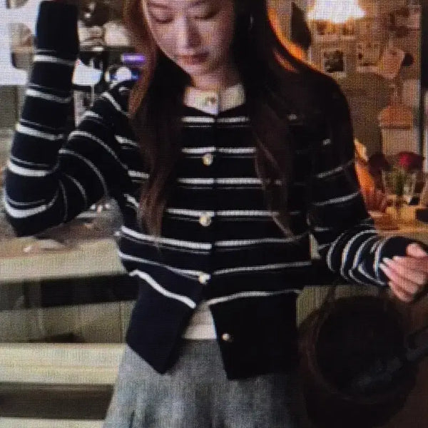 [BUNJANG] Navy Stripe Knit Cardigan / (해외배송)네이비 스트라이프 니트 가디건