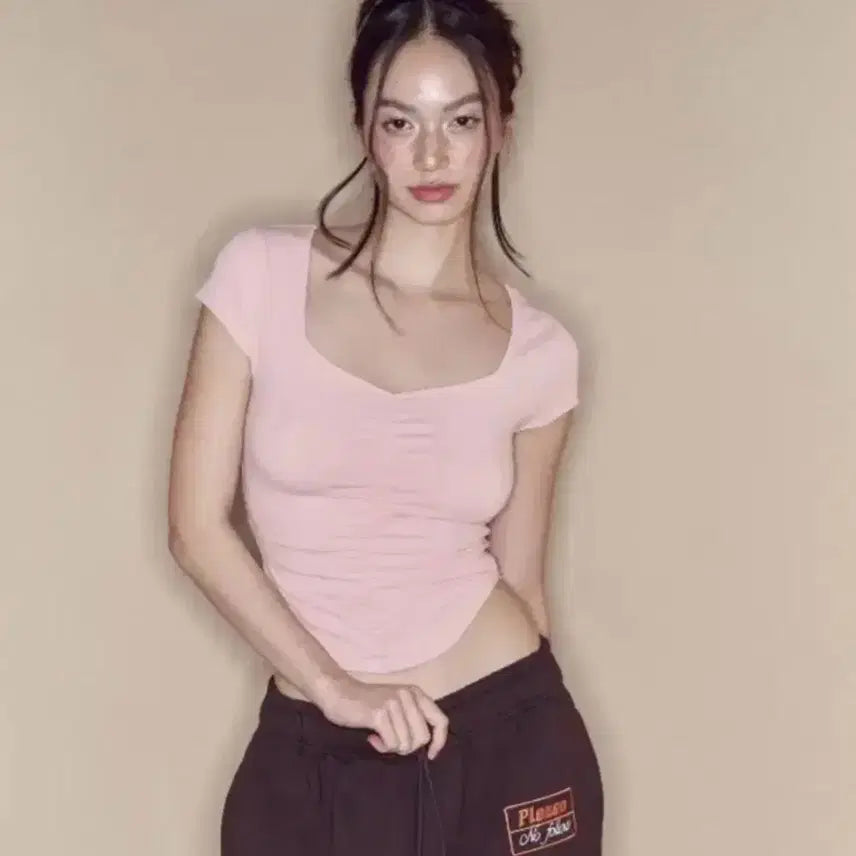 [BUNJANG] Please Follow Tied Top Pink / 플리즈 노팔로우 달린탑 핑크