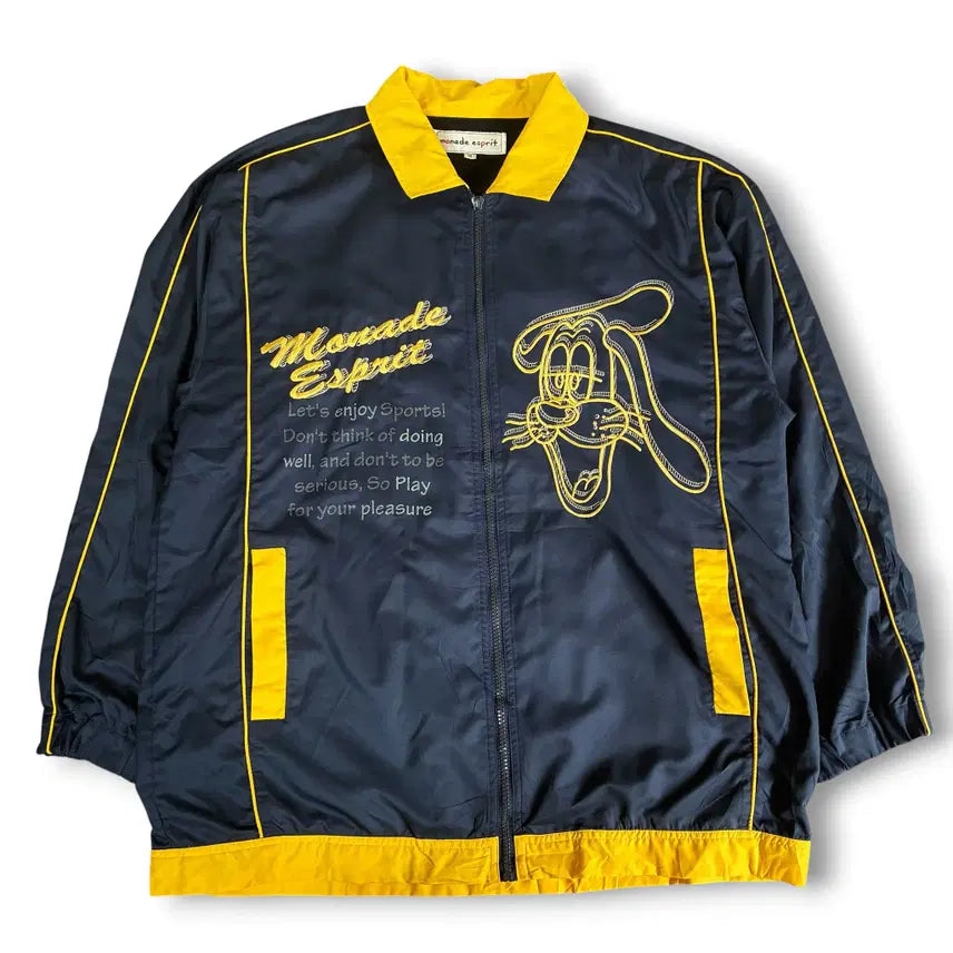 [BUNJANG] Disney Pluto Embroidered Nylon Windbreaker M / JPN모나데에스프리 디즈니 플루토 자수 나일론 바람막이 M