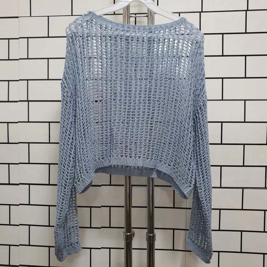 [BUNJANG] Cropped Net Knit Top / 형-133 크롭 그물 니트