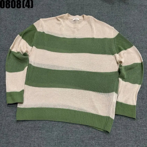 [BUNJANG] Stripe Knit Beige/Green / once 스트라이프 니트 베이지/그린