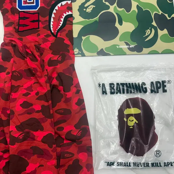 [BUNJANG] Bape Shark Hoodie Red Camo / 베이프 샤크후드 적계카모 새상품