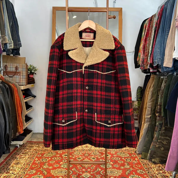[BUNJANG] Levi's Red Check Sherpa Wool Jacket (Size L) / [L] 리바이스 레드 체크 쉐르파 울 자켓