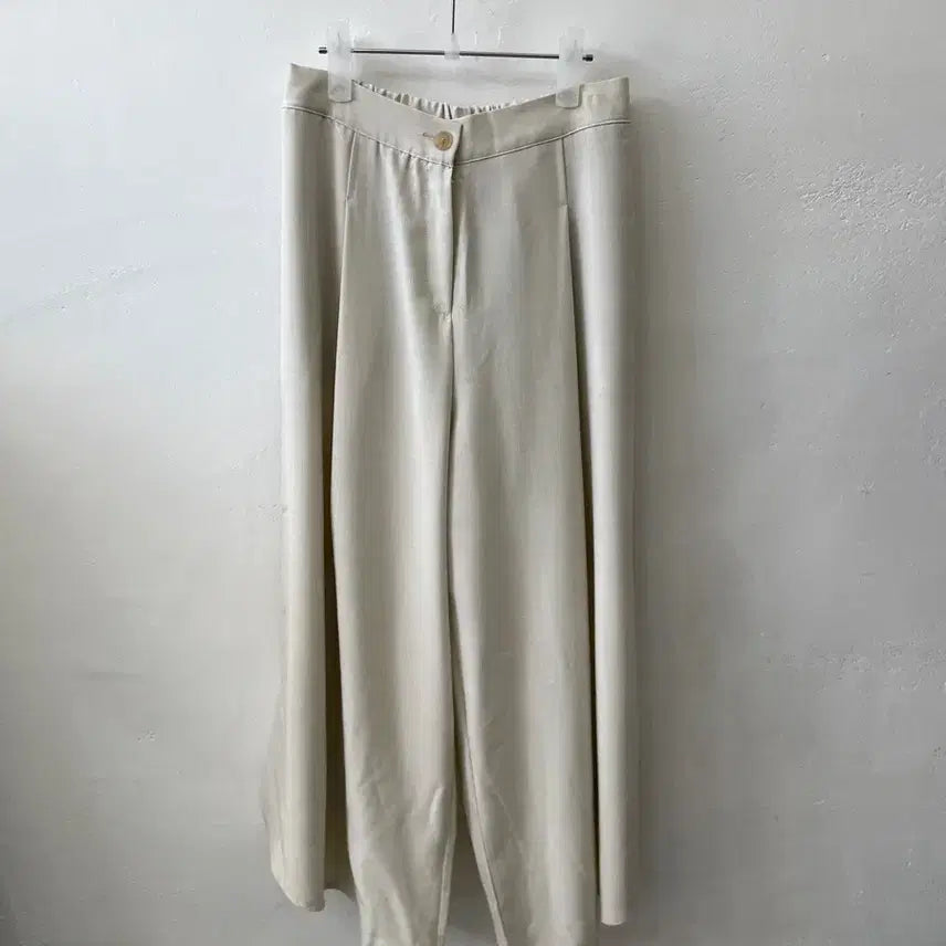 [BUNJANG] Wide Leg Summer Slacks with Back Elastic and Side Slits / 새상품 뒷밴딩 와이드 트임 여름 슬랙스