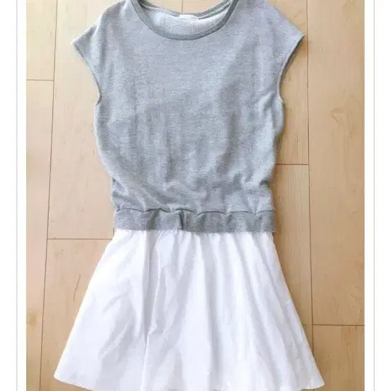[BUNJANG] Summer Midi-Long Dress - Grey & White / 여름 원피스 그레이 화이트