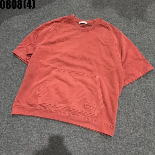 [BUNJANG] Customellow Coral Pink Short-Sleeve Sweatshirt / 커스텀멜로우 반팔 맨투맨 코랄 핑크