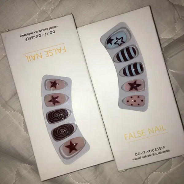 [BUNJANG] Star Stripe Dot Nail Tips Set / 테무 알리 별 스트라이프 도트 네일팁 파츠 일괄