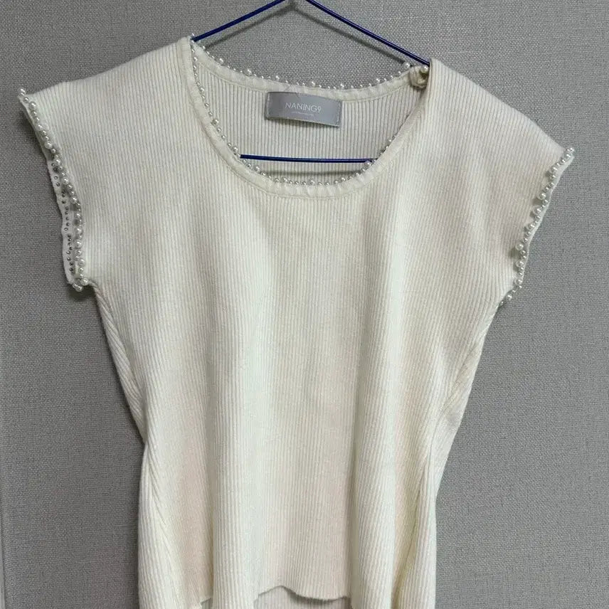 [BUNJANG] Naning9 Beaded Ribbed Knit / 난닝구 비즈 골지 니트