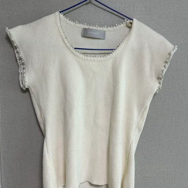 [BUNJANG] Naning9 Beaded Ribbed Knit / 난닝구 비즈 골지 니트