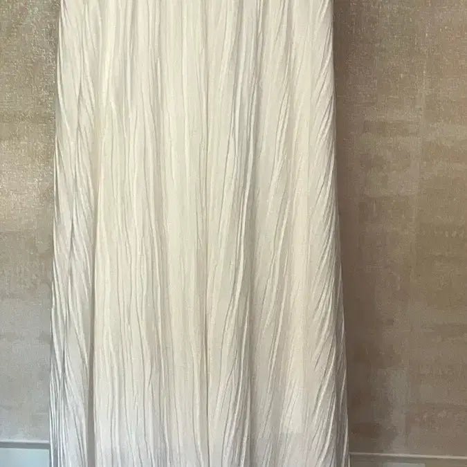 [BUNJANG] White Flared Maxi Skirt with Elastic Waistband / 롱스커트