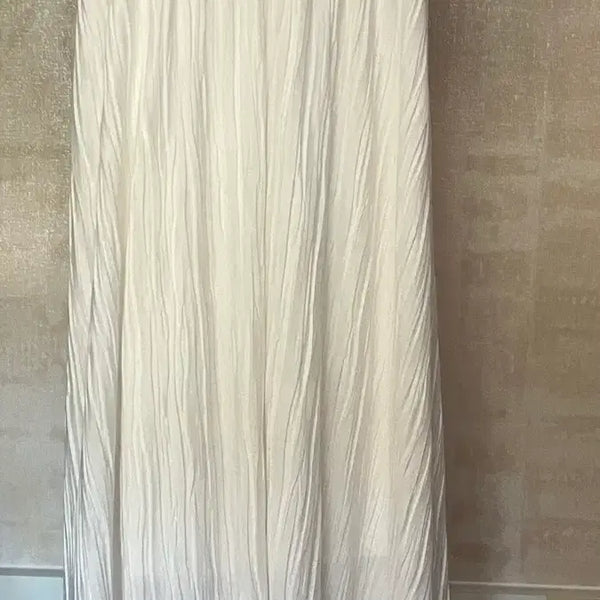 [BUNJANG] White Flared Maxi Skirt with Elastic Waistband / 롱스커트