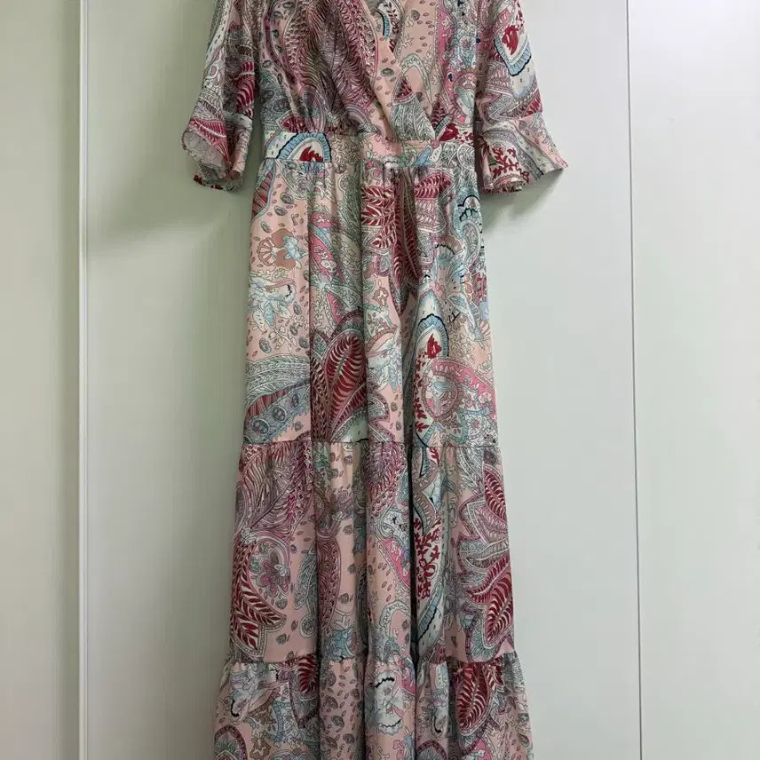 [BUNJANG] Tiara Pattern Summer Short Sleeve Long Dress L / (새상품) 티아라 패턴 여름 반팔 롱 원피스 L