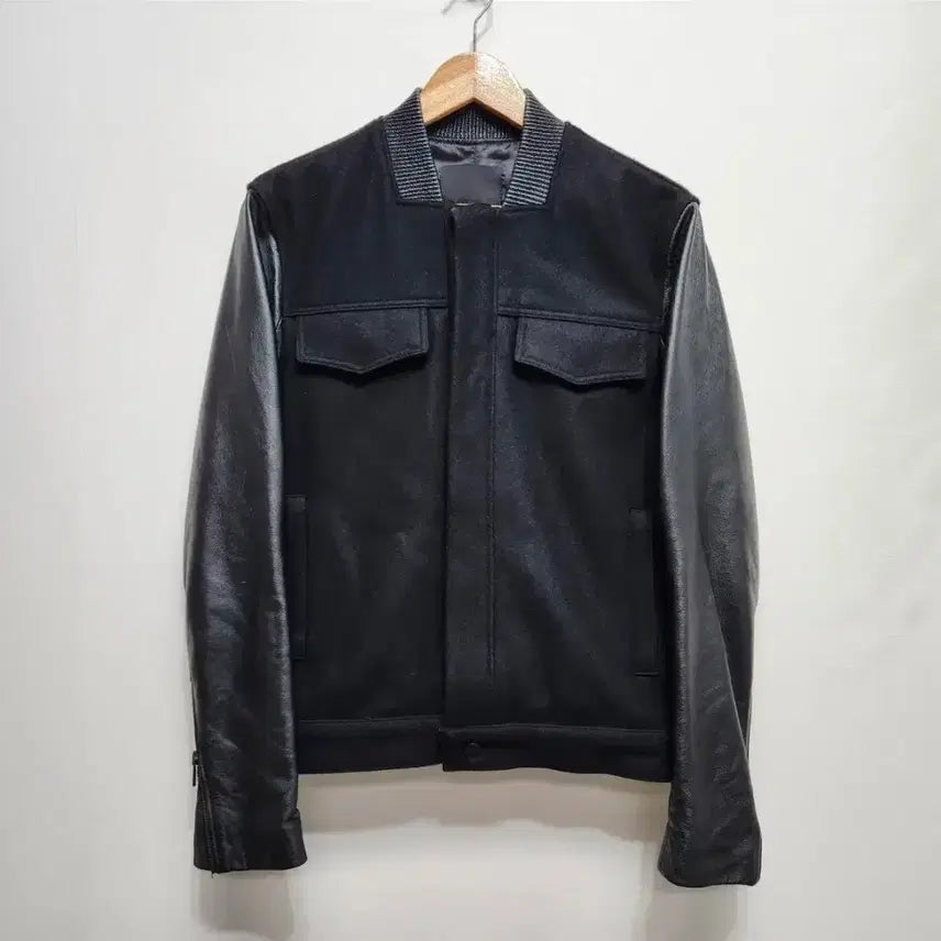 [BUNJANG] LEPIETON Leather Sleeve Bomber Jacket / 르피에톤  LEPIETON  가죽 소매 봄버 자켓 M 사이즈