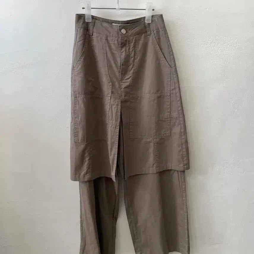 [BUNJANG] Midi Wide Skirt Pants - Brown/Khaki - Size S / 새상품 브라운 카키 미디 와이드 치마바지 s