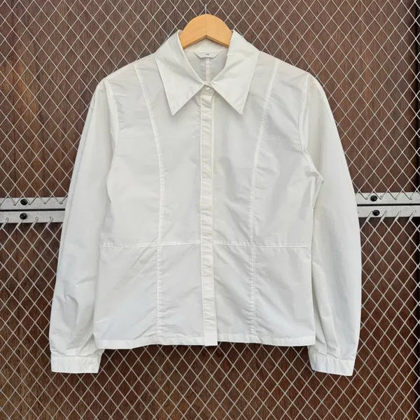 [BUNJANG] LE White Balloon Oversized Cut-Line Shirt / LE 르 바스락 절개 라인 벌룬 화이트 오버핏 셔츠 F