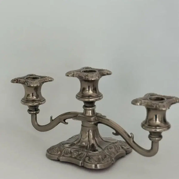 [BUNJANG] Antique 3-Arm Candelabra Silver/Pewter / 앤틱 3구 촛대 실버 / 주석 촛대