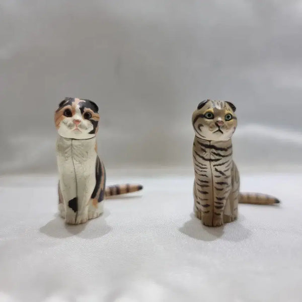 [BUNJANG] Kaiyodo Choco Egg Scottish Fold Cat Figure Set / 카이요도 초코에그 스코티시폴드 고양이 피규어 2종세트 생물피규어