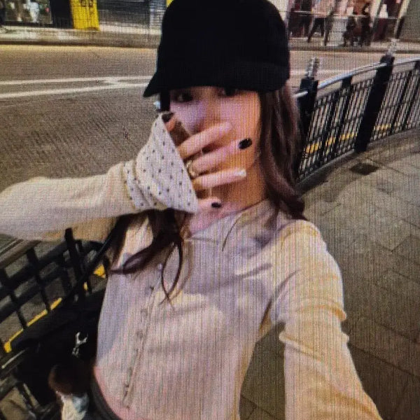 [BUNJANG] Dot Sleeve Hem Cardigan - 2 Colors / (해외배송)도트 소매밑단 가디건 2컬러